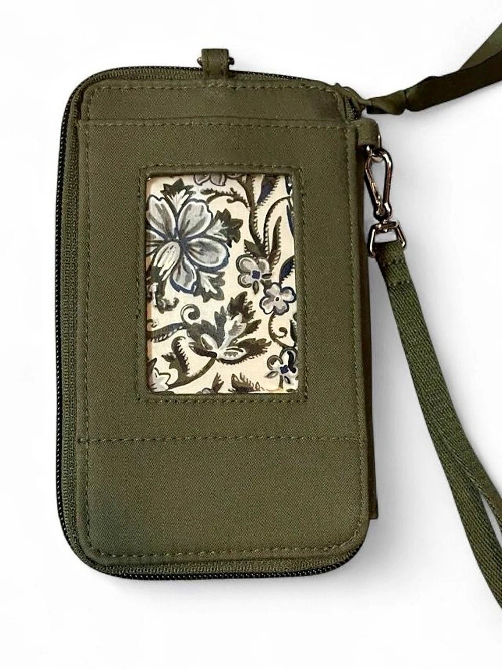 Vera Bradley Floral wristlet wallet in Olive Green & White
